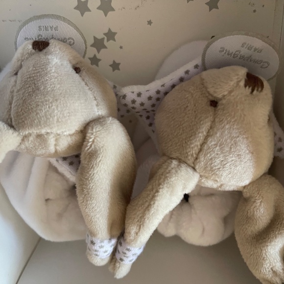 Doudou et Compagnie beige bunny baby booties - Rattle NEW - Picture 9 of 11